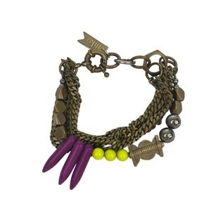 Biko Statement Charm Bracelet Brass Beaded Designer Jewelry
